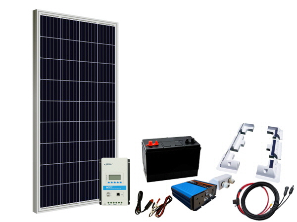 160W - 12V Off Grid Solar Kit - 500W Power Inverter