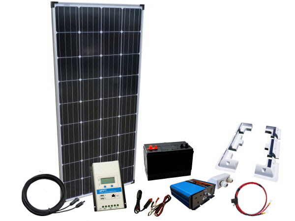 185W - 12V Off Grid Solar Kit - 300W Power Inverter
