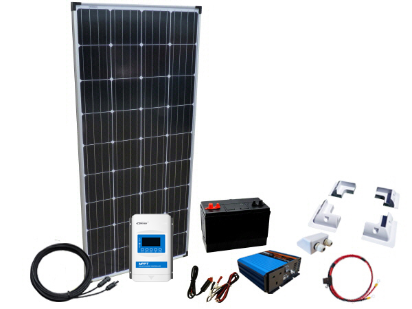 100W - 12V Off Grid Solar Kit - 300W Power Inverter